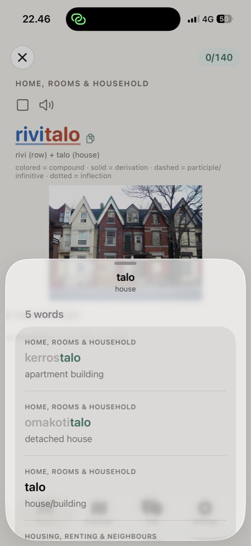 Word card for rivitalo with related compounds of talo